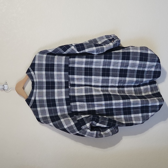 ANTHROPOLOGIE Pilcro The Bo Boyfriend Flannel Gingham Navy Blue Shirt | Size M/L - Picture 5 of 11